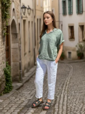 pantalon boheme blanc